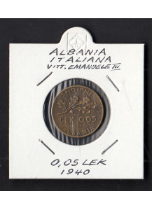 1940 - 0,05 Lek Albania Vittorio Emanuele III Occupazione Italiana BB
